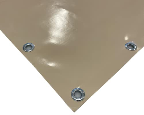 TENDAGGIMANIA Telone Occhiellato impermeabile per esterno - Telo pvc 650 gr per coperture barca camion pergolato copri camper copri legna - Telo impermeabile esterno Misure 5X2,5-BEIGE 275