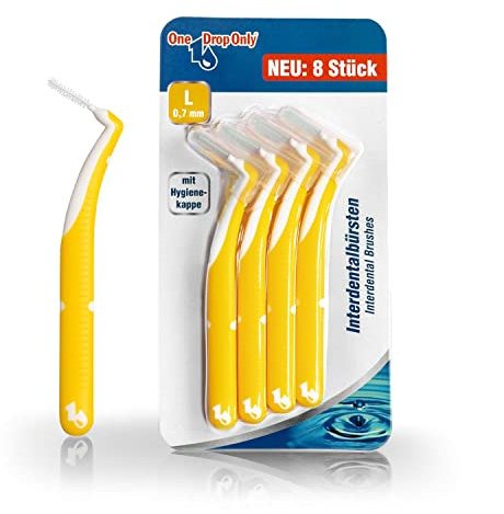 One Drop Only® - 8 cepillos interdentales de 0,7 mm (tamaño L) / cepillo interdental para una limpieza profunda de los dientes interdentales/mejor higiene bucal mediante cepillos dentales