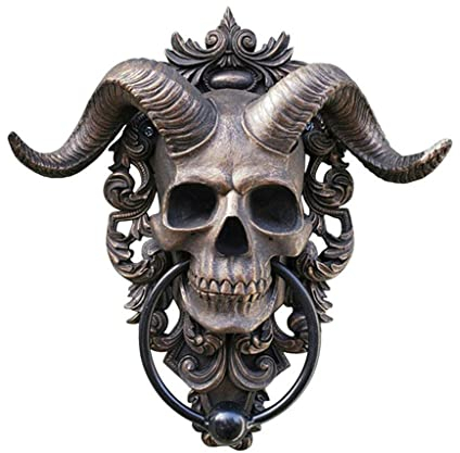 YANYUESHOP Vintage Türklopfer, Totenkopf Schafkopf Handwerk Skulptur Türklopfer, Harz Skelettkopf für Wandbehang Dekoration