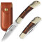 SENBON Folding Lock Back Knife 4in 440a Scharfes Outdoormesser Sandeisenholz Kupfergriff mit Lederscheide