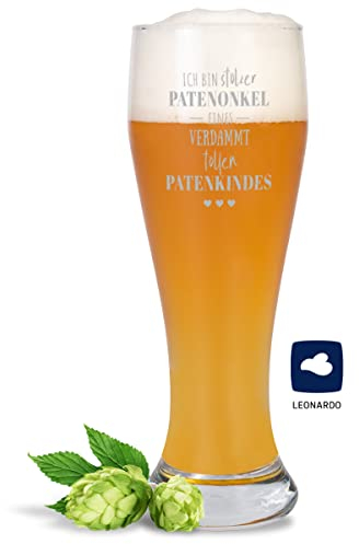 JUNIWORDS Weizenbierglas mit Gravur, Ich bin stolzer Patenonkel eines verdammt tollen Patenkindes, Bierglas (1006972)