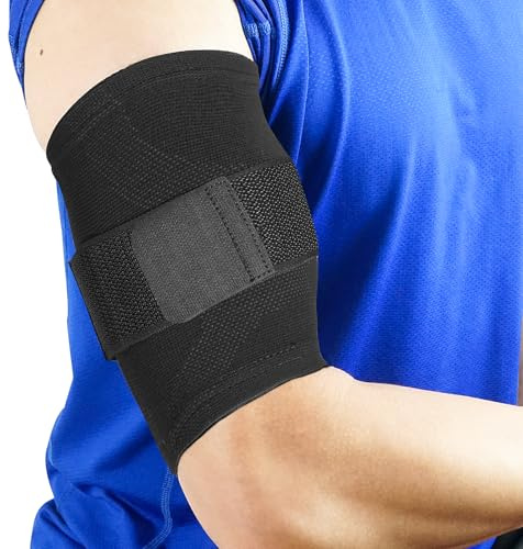 Luwint Bicep Tendonitis Brace, Knitted Compression Upper Arm Sleeve Support, 1 Pair (Medium)