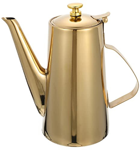 HEMOTON Wasserflasche Kaffeekanne Ölspender Ölbehälter Wasserkessel Teekessel Kaffeekessel Teekocher Servierkanne Edelstahl Kännchen für Zuhause Restuarant Büro Picknick 2L Gold