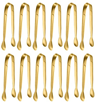 12-Pack kleine Eiszange Zuckerzange, Edelstahl Mini Serving Vorspeisen Zangen für Party Kaffee Tee Wein Bar Küche