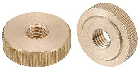 QUARKZMAN Rändelmuttern 4pcs M8 x D23mm x H7mm Messing Rändelmutter Flachkopf Durchgangsloch Verriegelung Einstellmuttern für 3D Druckerteile