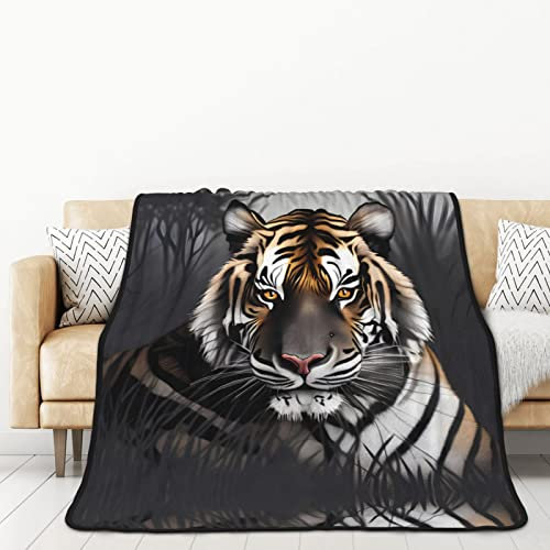 TORONG Doppelseitige Flanell-Tiger-Überwurfdecke für Erwachsene, für Auto, Bett, Nickerchen, warm, bequeme Decke