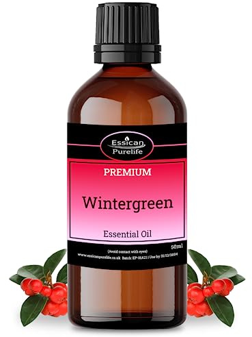 Wintergreen Essential Oil 50ml, 100% Natural Pure Oil, Therapeutic Grade for Skin Care & Hair - Relaxing, Soothing & Refreshing, Crisp, Woody Scent - Vegan & UK Made