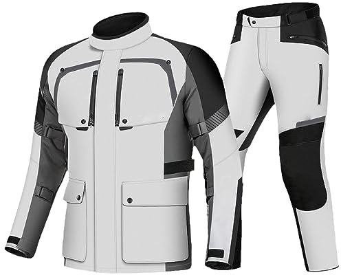 Wasserdichte Motorrad Jacke Mann Winter Moto Anzug Motorrad Reiten Jacke Verschleißfeste Motorrad Schutz, 502 grau9 Anzug 2, XXL