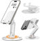 COOPER 360° Stand - Soporte Movil para Mesa Ajustable | Rotación de 360° con Clic, Múltiples Ángulos, Base Metálica No Deslizante, Plegable y Portátil | Soporte Movil Cama, Soporte iPhone (Blanco)