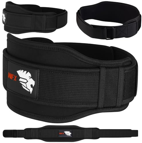 WFX tyngdlyftningsbälte gym fitness dubbel styrka 14 cm neopren vadderat träningsbälte rygg korsryggsstöd träning bodybuilding kraftlyft knäböj marklyft träning för män (svart, M)