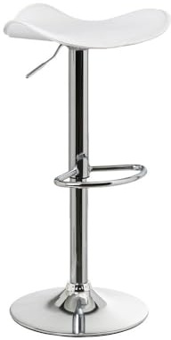 LOLAhome - Taburete de Cocina Giratorio en 360°, Silla de Bar Regulable en Altura de 73 a 83 cm, Estructura Metal y Reposapiés, Blanco