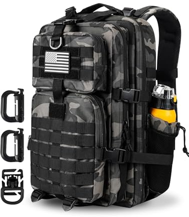 Hannibal Tactical Militär Taktischer Rucksack Cooper Rucksack Armee Assault Pack 3 Tage Bug Out Go Bag Trekking Wanderrucksack (45L,Dark Camo)