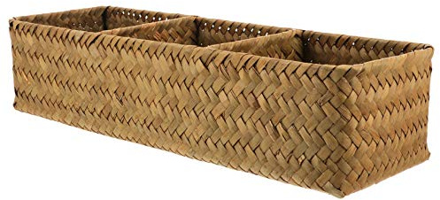 Bacs de rangement de salle de bain Panier de rangement en jonc de mer naturel Panier de rangement de salle de bain for débardeur de toilette Organisateur de comptoir Panier de jacinthe d'eau Paniers d