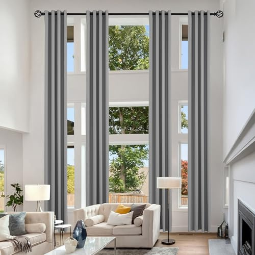 KNEOQIT Extra Long Blackout Curtains，1 Panel, Gray, 52 Wx144 L