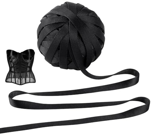 PH PandaHall 20m Nastro per Stecche Corsetto Tessuto di Ferretto per Corsetto con Stecche, 10mm Ricoperto di Stecche Strisce di Corsetto con Nastro Cavo per Cucito Artigianato, Nero
