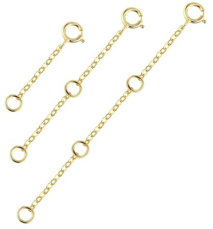 Kettenverlängerung Gold,3Pcs Kettenverlängerung,Armband Verlängerung,Ketten Verlängerung Gold,Verlängerungskette Gold,Kettenverlängerungen,Kettenverlängerung Edelstahl,Halskette Verlängerung