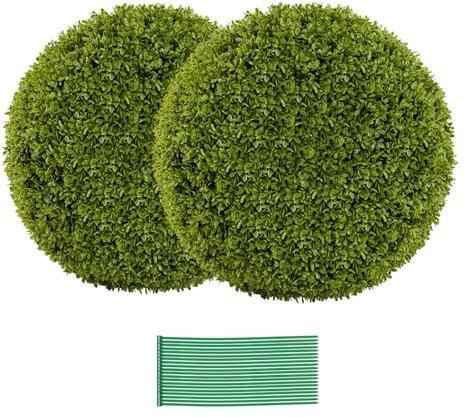 GIANTEX 2 Stück Buchsbaumkugel 39 cm, künstliche Pflanze Buchsbaum Kugel UV-beständig, Formschnittball Kunstbaum Kunstpflanze, dekorative Kugeln Buchskugel Kugelpflanzen Dekopflanze für Balkon Garten