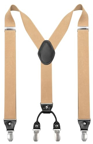 JEMYGINS Tirantes para hombre de 3,5 cm de ancho con 4 clips en forma de Y, elástico y longitud ajustable