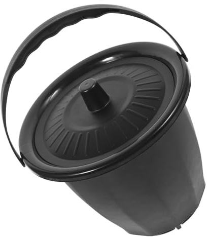 Orinal Portátil Redondo de Plástico Negro para Dormitorio | Fácil de Lavar y Resistente al Desgaste, Uso Doméstico, Pensado para Embarazadas y Personas Mayores