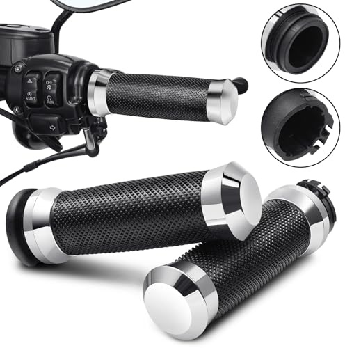 Benlari 1 Motorcycle Hand Grips Handlebar Grips Cable Throttle Handgrips Fit for Harley VRSC/XL/Dyna/Softail/Touring Models,Fits for Harley ’02-’17 VRSC, ’96+ XL, ’08-’13 XR,’95-’15 Softail