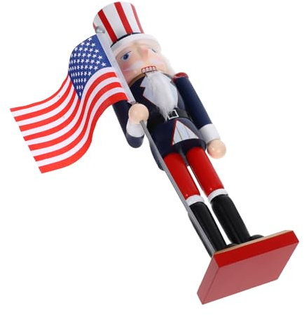 iplusmile Independence Day Nutcracker Wooden Soldier Statue Christmas Decor Figurine Flag Ornament for Holiday Party Home