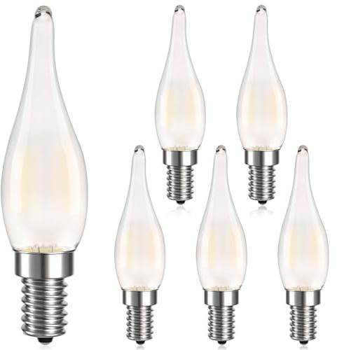 GANLILAN Non-Dimmable E12 Candelabra LED Light Bulbs Frosted 25 Watt Equivalent 3W,Type C Frosted Chandelier Light Bulbs for Dining Rooms Living Rooms and Bedrooms,300LM 2700K,Pack of 6
