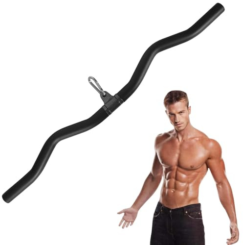Latzugstange Kabelzug, Bizeps Stange 80 cm, Zugstange Krafttraining Schwarz, Latzug Stange Lang für Fitness Bodybuilding Muskeltraining Crossfit Gym Zuhause, Kabelzugturm Zubehör