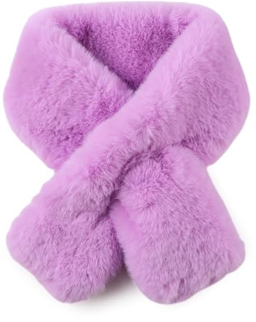 XIAOHAWANG Warm Winter Women Scarf Faux Fur Lady Neck Warmer Fleece Collar Scarf for Women (Light Purple)
