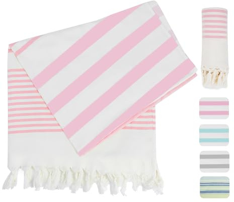 Winthome Strandtuch 100% Baumwolle Weich Sandfrei 180x100cm | Strandhandtuch Leicht Platzsparend, Hamamtuch Saugstark, Schnelltrocknend, Badetuch für Damen Herren (1 Pack)