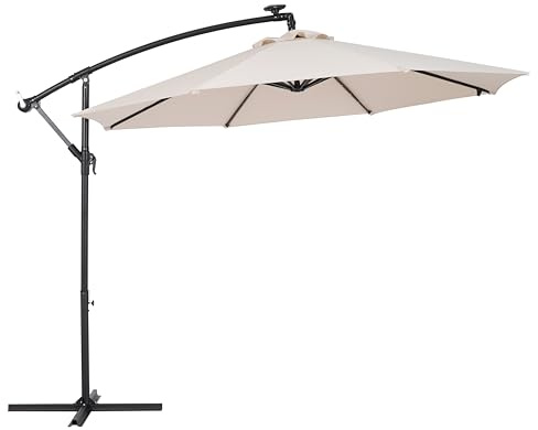 Ombrellone a Braccio Decentrato MYKONOS 3 Metri – Struttura Acciaio Ø48mm 8 Nervature – Telo Poliestere 180g/m² Idrorepellente Anti-UV – Apertura a Manovella – Parasole Giardino Terrazzo Piscina
