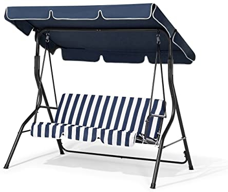 Stilvolles Hollywoodschaukel für Garten in Streifen weiß/blau Chaplin