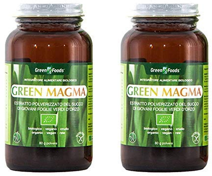 Green Magma Erba d'Orzo Succo Bio Polvere Crudo Ricco di Clorofilla Vegan 160g