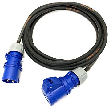 16 Amp 3 Pin 240V IP44 Extension Lead - PCE Blue - 2.5mm² Heavy Duty H07RN-F Rubber Cable - 16A HO7 (5 Metre)