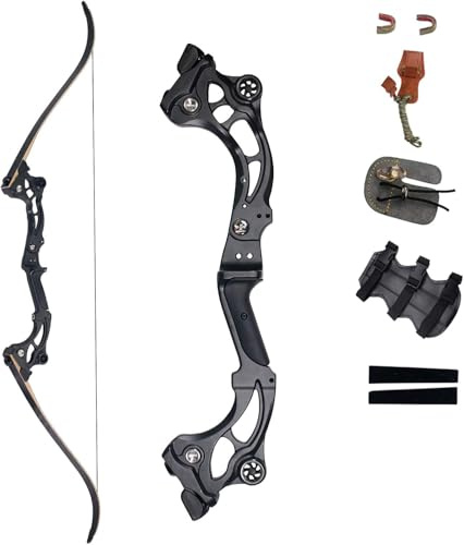 SinoArt 64 Takedown Recurve Bow Metal Riser 30-60Lbs Right Handed for Archery Hunting (60Lbs)
