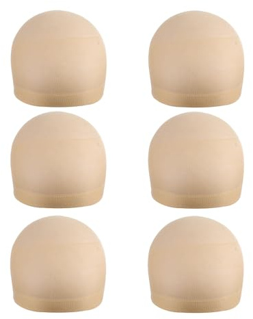 6 stycken strumpor peruk kepsar nylon andningsbar peruk kepsar premium stretchiga perukkepsar mjuk lätt peruk mössa hårnät för kvinnor peruker (beige)