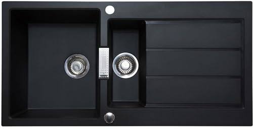 Franke Sirius S2D651CB 1.5 Bowl Tectonite Reversible Carbon Black Kitchen Sink