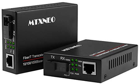 Une Paire de Convertisseur de Média à Fibre Gigabit 10/100/1000M RJ45 à 1000M Fibre Optique Simple Mode SC, Module Intégré jusqu'à 20 km (avec Adaptateur Secteur Européen)