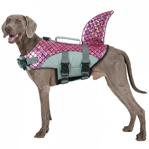 Rettungswesten Für Hunde, Schwimmweste Hund Für Bootfahren, Auftrieb Schwimmhilfe Langlebigem Für Wassersport Schwimmen Und Bootfahren, Schützt Ihr Haustier Und Hält Es Über Den Wellen(Rosa, XL)