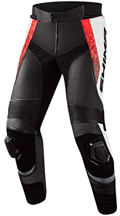 SHIMA STR 2.0 Motorcycle Pants - Pelle, Pantaloni Sportivi con Protezioni per Fianchi e Ginocchia, cursori per Le Ginocchia, Pelle Perforata, per Tuta 2 Pezzi (Rosso Fluo, 56)