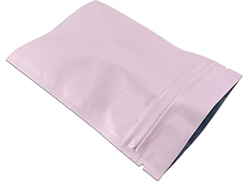 100 stycken matta aluminiumfolieförpackningar, påse, självtätande platt påse, mat, förvaring, luktfri, mylarpåse (matt rosa, 10 x 15 cm (3,9 x 5,9 tum))
