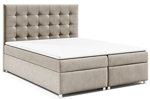 Best For Home| Boxspringbett Trinity K-12 mit Bonellfederkernmatratze H3 & 7cm PUR-Schaum-Topper |Bettkasten mit Federmechanismus | Boxspringbett 180x200 |Polsterbett 180x200 | Doppelbett180x200