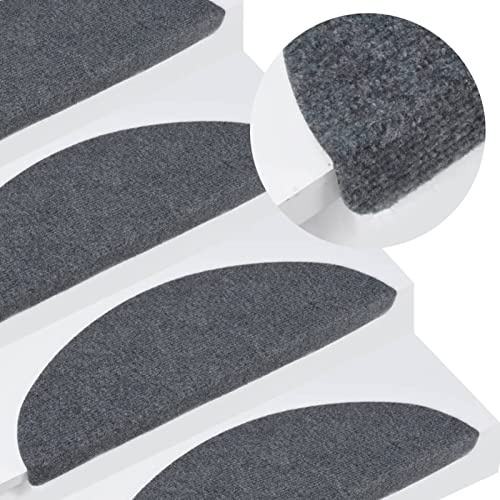 MOONAIRY Stufenmatten Selbstklebend 15 STK Treppenmatten, Treppenstufen Matten, Teppich Treppenstufen, Treppenteppich, Treppenauflagen Teppich, 56x20 cm Grau