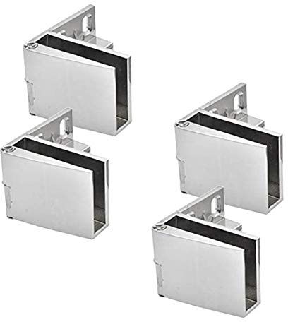 Paquete de 4 bisagras de puerta de cristal, bisagras de gabinete de vidrio contemporáneo, acabado pulido, montaje en pared