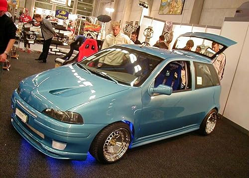 Lago Tuning Minigonne Laterali Sottoporta per Fiat Punto I GT Sporting dal 1993 al 1999, Vetroresina, Blu, Prima della Verniciatura