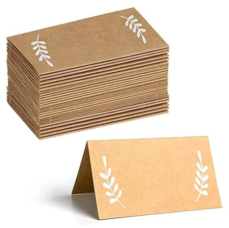60 Pieces Marque Place Mariage Brun, Porte Nom Table Baptême Cartons, 9x10cm Placement Cartes de Nom Anniversaire pour Table Réceptions Fêtes Evénements Célébrations Décoration
