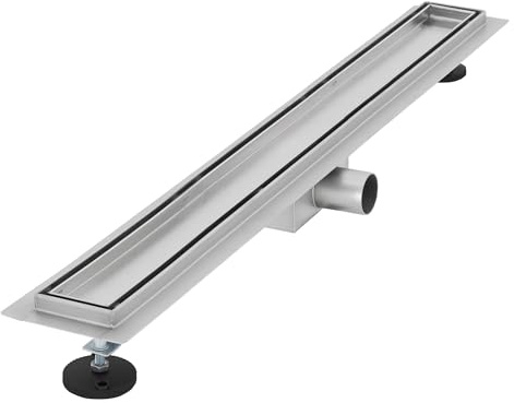LuxeBath Canaletta per Doccia 80 cm 2 in 1 Drenaggio Piastrellabile in Acciaio Inossidabile Canalina Scarico a Pavimento per Bagno Set Completo di Fissaggio Sifone a Canale con Filtro per Capelli