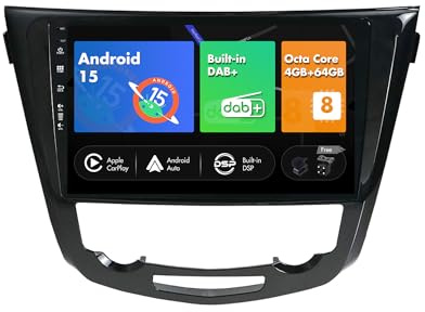 SXAUTO『Built-in DAB』Android 15 IPS Autoradio Per Nissan X-Trail Qashqai J11 Rouge(2014-2018) - Senza fili CarPlay/Android Auto - 4G+64G - LED Camera + MIC - Fast-boot Volante 360-CAM - 2 Din 9 Pollici