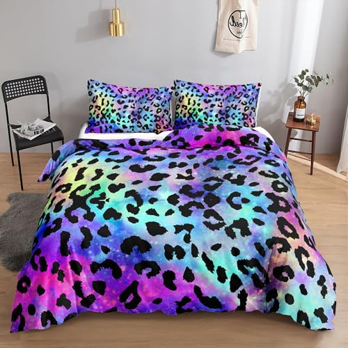 HOSIMA Bettwäsche-Set mit Leopardenmuster für Erwachsene, Jungen und Mädchen - 2 Kissenbezüge