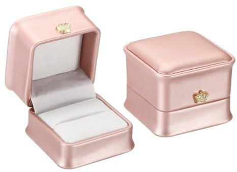 PATIKIL Velvet Ring Box, 2 Pack Wedding Ring Box Vintage Jewelry Holder for Engagement Proposal Ceremony Anniversary Style 4, Rose Gold