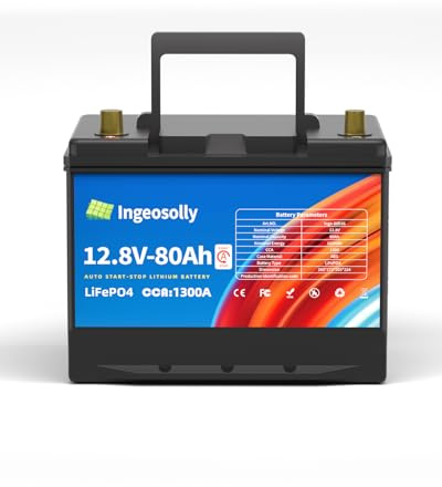 Batería de coche LiFePO4 de 80 Ah, 12 V, batería de arranque, CCA1300, batería de arranque, batería de coche, batería de litio y fosfato de hierro, ciclo profundo de grado A, pilas de coche (izquierda